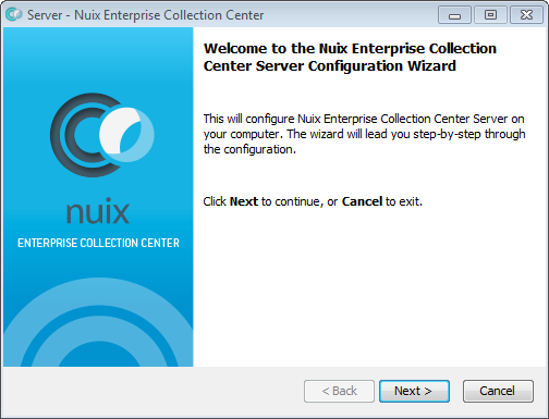 ECC Server installer - welcome screen